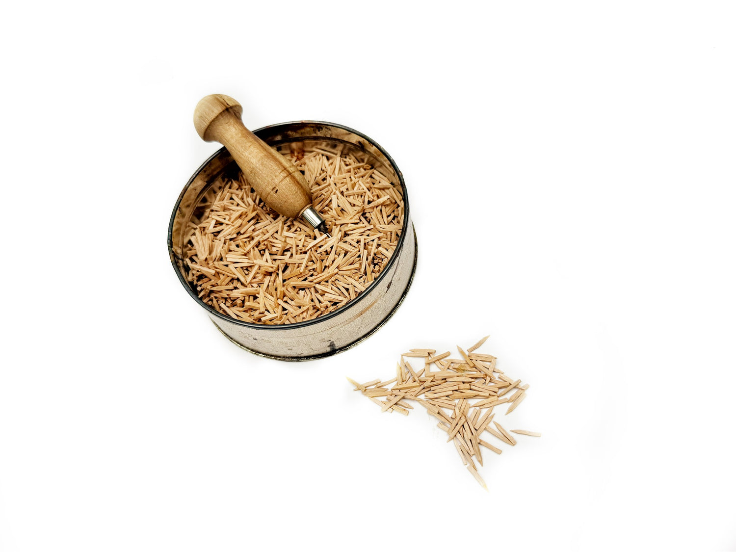 wooden peg in a container